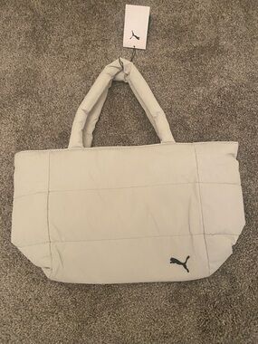 Puma Light Gray Quilted Tote with Black Logo